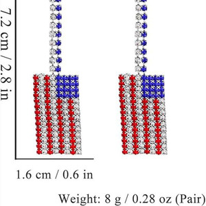 Né le quatrième juillet jour de l'indépendance américaine boucles d'oreilles pour femmes rouge blanc bleu coeur Rectangle larme strass drapeau boucles d'oreilles - Product Image 6