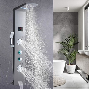 Colonne de douche murale en acier inoxydable avec jets de massage et cascade pour salle de bain - Product Image 5
