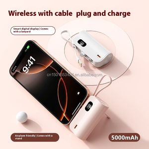 Ngân hàng điện 5000mAh với sạc kép giao diện điện thoại chủ USB cắm dây buộc hiển thị kỹ thuật số <span class=keywords><strong>Mini</strong></span> viên nang sạc - Product Image 2