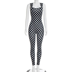Viviblook J26JP025 Mono informal de verano para mujer, nuevo mono informal ajustado sin mangas, elegante mono de una pieza con lunares - Product Image 4