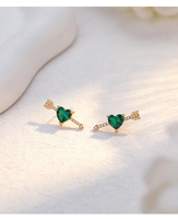 Moyu Juwelen Fijne Valentijnscadeau 925 Sterling Zilver 14K Goud verguld Hart Kubieke Zirkonia Oorknopjes voor Vrouwen