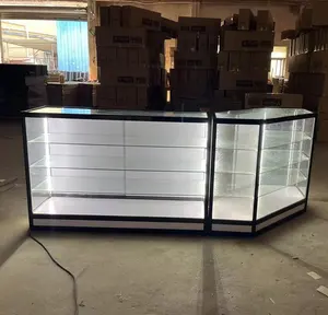 Hot Lockable Glass Display Showcase Phone Repair Shop Showcase Shop Display Counter With LED Light