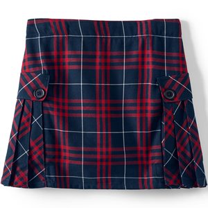 Girls Navy Red Plaid <b>Pleated</b> <b>School</b> Uniform <b>Skirt</b> Woven Bottoms - Product Image 4