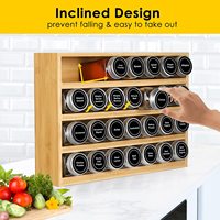 Estante de bambú con montaje en pared para cocina, estante de especias con frascos, organizador de Bambú