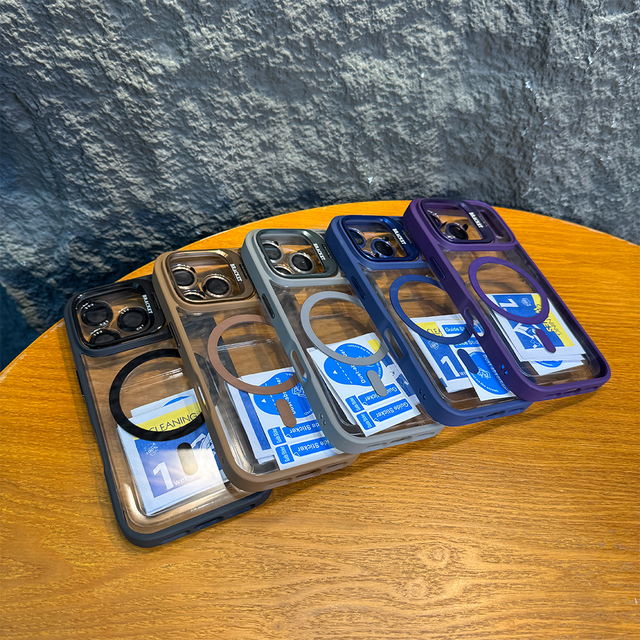 Metal Bracket Phone Case for iPhone 16 15 14 13 12 11 Pro Max Magnetic Acrylic Silicone Hard Mobile Cover for iPhone 17 Pro Max