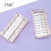 Palette de maquillage transparente vide à 10 compartiments, rectangulaire, pour fards à paupières, blush et contour, avec miroir et pinceau, et étui en plastique pour poudre à sourcils