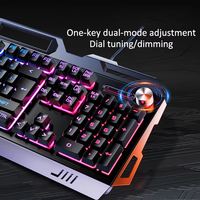 Nouvelle combinaison mécanique de casque de souris de clavier de rétro-éclairage RVB combiné de jeu de bureau filaire à 104 boutons