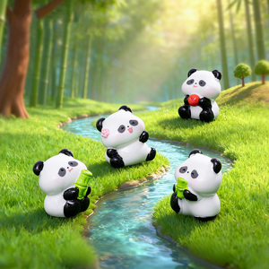 Figurines en résine de panda mignonnes pour micro-paysages, ornements pour la décoration DIY du tableau de bord de voiture et du bureau - Product Image 1