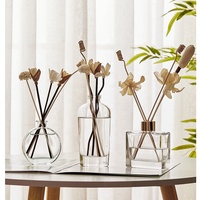 Bouteille en verre de luxe, diffuseur de parfum pour la maison, bouteille en verre transparente vide, bouteilles d'arômes carrées avec bouchon, vente en gros