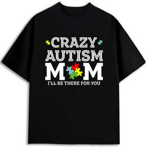 Camiseta Crazy Autism Mom para hombre, 100% algodón, manga corta, cuello redondo, estampada, ecológica, hecha en EE. UU., corte regular - Product Image 1
