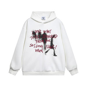 Custom American High Street Graffiti Print Heavy Hoodie Hombres Hip Hop Loose Trend Hoodie - Product Image 2