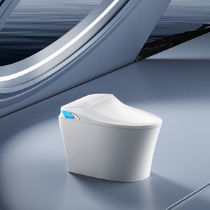 WC intelligent avec chasse automatique, désodorisant, siège chauffant, drainage en P, télécommande et couvercle à levage vertical – Excellent rapport qualité-prix - Product Image 1