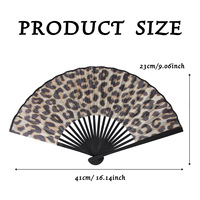 Kipas Tangan Lipat Bambu dengan Logo Kustom, Pola Cetak Leopard Tradisional, Gaya Malaikat, Sublimasi, Lukisan untuk Pernikahan dan Tarian