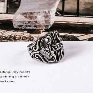 Vintage Men's <b>Titanium</b> Steel Cross <b>Ring</b> Punk Style Gift Jewelry - Product Image 2