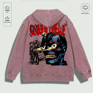 Sudadera con Capucha 100% Algodón Lavado con Estampado Gráfico de Calavera Cibernética de Estilo Vanguardista, Varios Colores - Product Image 3