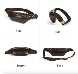 Andong Hakiki İnek Derisi Göğüs Çantası Erkek Retro Günlük Telefon Bel Çantası Erkekler ve Erkek Çocuklar için Spor Açık Hava Postacı Omuz Çantaları - Product Image 4