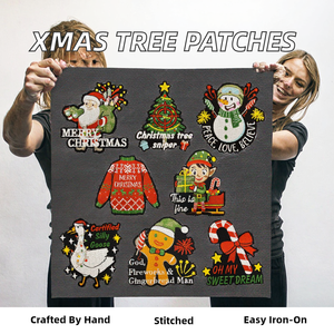 Custom Christmas Embroidery Patch Iron on Chenille Santa Claus Snowman Tree <strong>Grinch</strong> Gingerbread Holiday Applique <strong>Clothing</strong> - Product Image 2