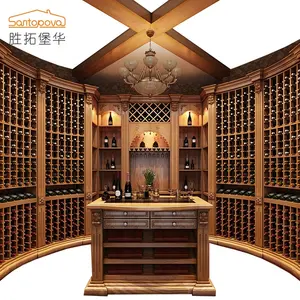 Роскошный винный шкаф, классический дизайн, деревянные витрины для помещений