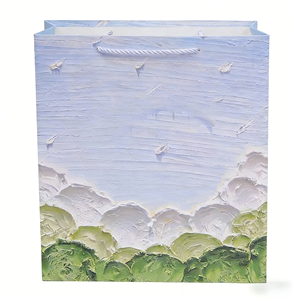 Bolsa de Regalo de Papel de Alta Gama, Ecológica y Duradera, con Diseño de Pintura al Óleo, en Cartón Blanco, Multitamaño, para Uso Festivo, con Logotipo Personalizado - Product Image 1
