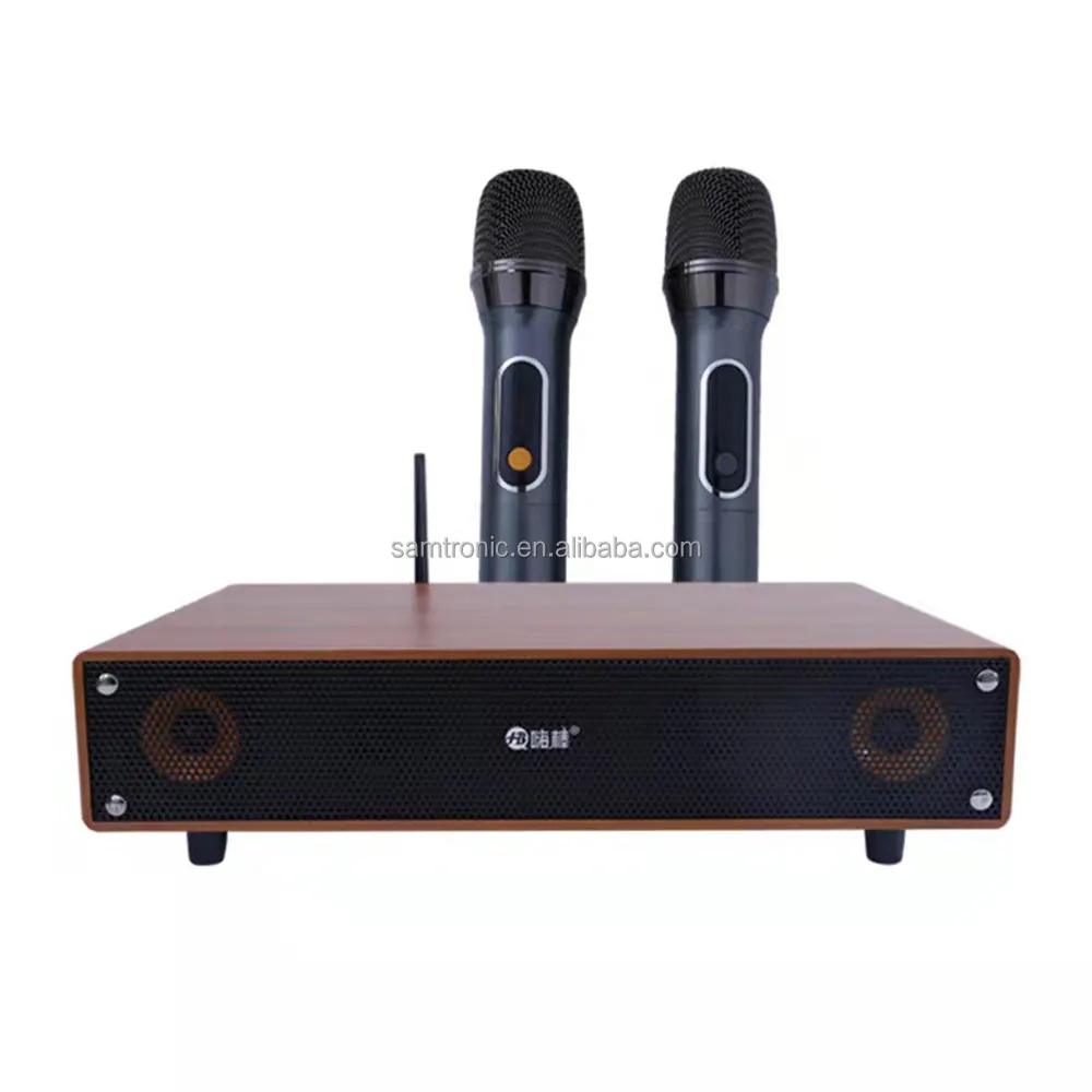 Samtromic Android TV kutusu PC ev KTV Mini Karaoke yankı karıştırıcı sistemi dijital Soundbar soundbox şarkı makinesi + 2 kablosuz mikro