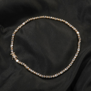 New European and American Style Zircon Inlaid Tennis <b>Chain</b> Hip Hop Fashion Unisex Clavicle Necklace - Product Image 4