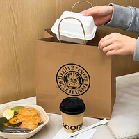 Emballage de restaurant traiteur aliments à emporter à emporter pour emporter personnalisé imprimé votre propre logo sac en papier brun kraft avec poignées