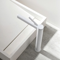 Robinet de lavabo monocommande moderne de luxe blanc mat en laiton massif pour salle de bain