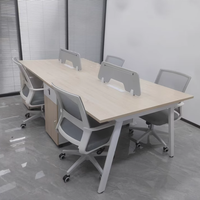 Meubles de table en aggloméré MFC OEM bureau à double cabine d'usine station de travail de bureau modulée de couleur beige