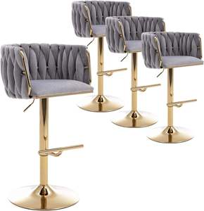 Taburete de Bar de terciopelo de altura ajustable giratorio moderno y elegante, sillas de Bar para cocina, Isla, comedor, bares, pubs