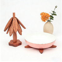 Ensemble de dessous-de-plat en bois YUESHEN, pliable, en noyer, dessous-de-plat en forme de sapin de Noël, pièces usinées CNC