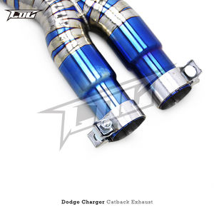 Tuyau d'échappement léger en titane pour <span class=keywords><strong>Dodge</strong></span> <span class=keywords><strong>Charger</strong></span> <span class=keywords><strong>V6</strong></span> 3.6L <span class=keywords><strong>2016</strong></span>-2023 avec collecteur intermédiaire et silencieux à clapets, embouts bleu brûlé - Product Image 2