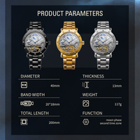 Montre mécanique automatique de luxe SKROX de haute qualité pour homme, avec double fuseau horaire, phase de lune personnalisée, style affaires occidental et cadran ajouré
