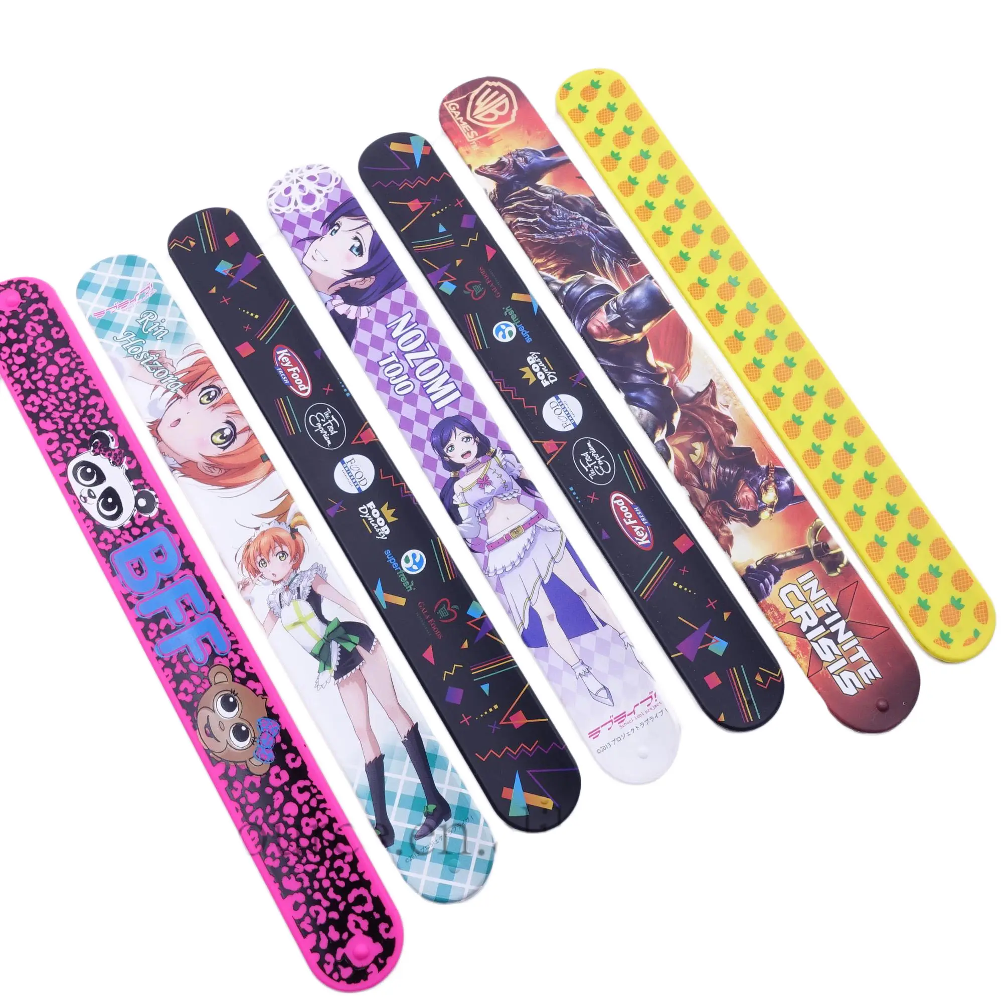 Customized Logo Reflective PVC Slap/Snap Wristband Ruler Clap Bracelet/Hot Selling Circle Silicone Slap Band Wrist Strap