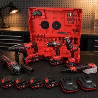 Nouvelles outils électriques sans fil 18V, équipées d'un ensemble de 4 batteries lithium-ion de 4,0 Ah ; un kit comprenant 6 outils au total.