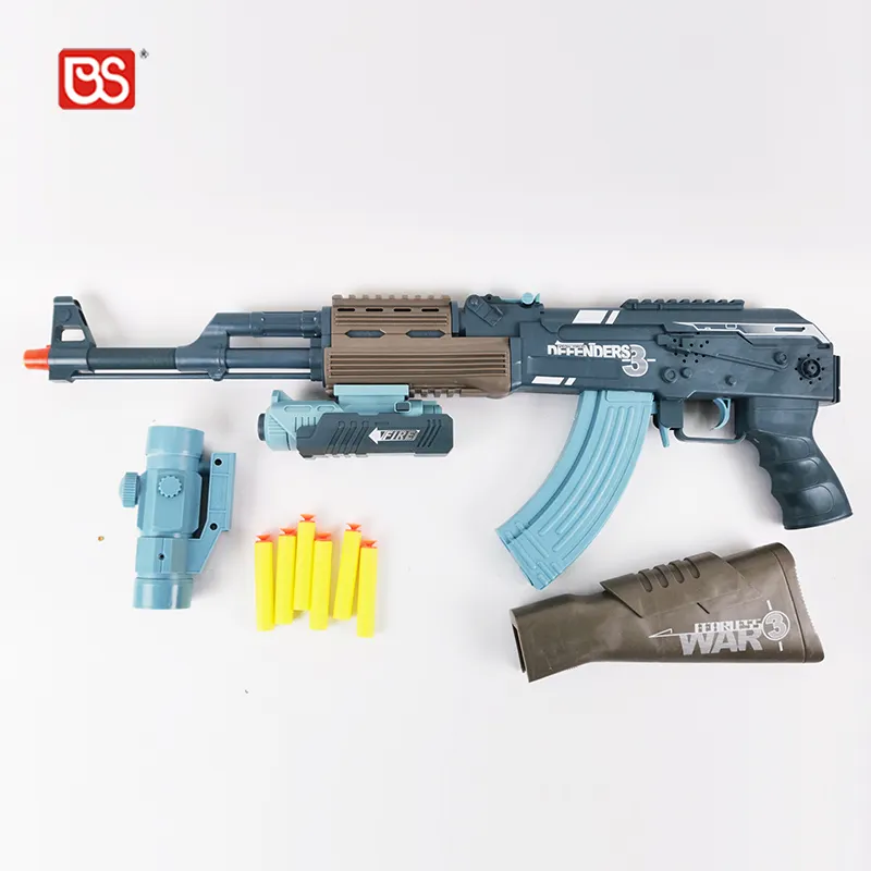 BS Toy Automatic Shooting Guns Air Soft Military Light Sound Shell Ejecting Machine Soft Bullet Toy Gun With Infrared