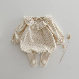 Mameluco de Algodón para Bebés Niñas con Estampado Floral de Manga Larga para Otoño, con Cierre de Botones a Presión, ODM - Product Image 3