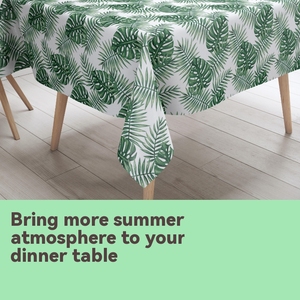 Custom Disposable Table Cloth Palm Tree Leave <strong>Pattern</strong> Design Waterproof Oil-Proof For Home &amp; Hotels Outdoor Tropical Party