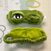 Masker Mata tidur katak hijau lembut, masker mata tidur kartun lucu 3D untuk perjalanan kantor