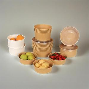 Livraison rapide, bol à salade en papier kraft brun biodégradable, restauration, à emporter, bols à fruits frais, conteneur à salade rond large jetable - Product Image 2