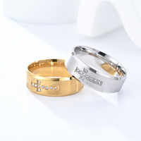 2025 Herren Edelstahl Personalisierter Zeigefinger-Kreuzring Mode Diamant Gravierter Zirkonia-Besetzter Schwarz Verzinkter Ring