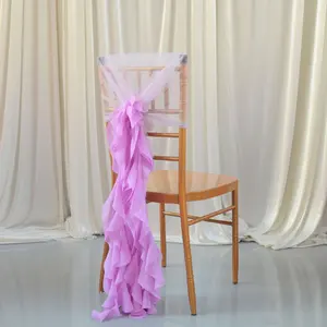 High quality elegant purple lavender chair long belt sashes for wedding party chair decoration