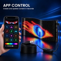 Panneau d'affichage LED flexible pour voiture, effet œil de démon, avec USB, Bluetooth, application mobile, télécommande, écran à motifs personnalisables pour la décoration du pare-brise