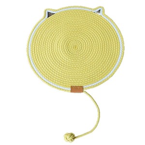 Alfombra rascadora para gatos, amarilla, redonda, de algodón, antideslizante, para camas de mascotas, con asa de cuerda - Product Image 1