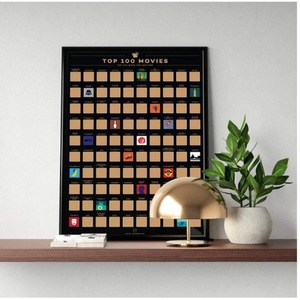 Affiche à gratter Top 100 Films, autocollant mural réutilisable DIY pour décoration intérieure, design minimaliste en papier rectangulaire - Product Image 1