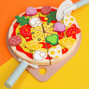Novedad educativa de madera maciza de alta calidad, cocina de <span class=keywords><strong>Pizza</strong></span> vegetal DIY, juguetes de cocina para niños y niñas con autismo - Product Image 4
