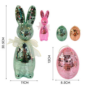 Декоративная статуэтка кролика YACHEN с зеркальным эффектом и декором в виде диско-шара для пасхальных праздников и украшения интерьера - Product Image 2