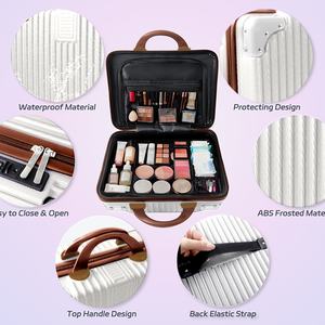 Estuche Clásico y Duradero para Cosméticos, Organizador de Maquillaje Portátil, Caja de Almacenamiento de Maquillaje de Viaje, <span class=keywords><strong>Maleta</strong></span> Pequeña, Mini Equipaje Resistente al Agua - Product Image 6