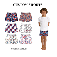 Shorts personnalisés avec motif drapeau américain, deux poches, cordon de serrage blanc, pour garçons, en tissu maillé fermé ou ouvert, boutique