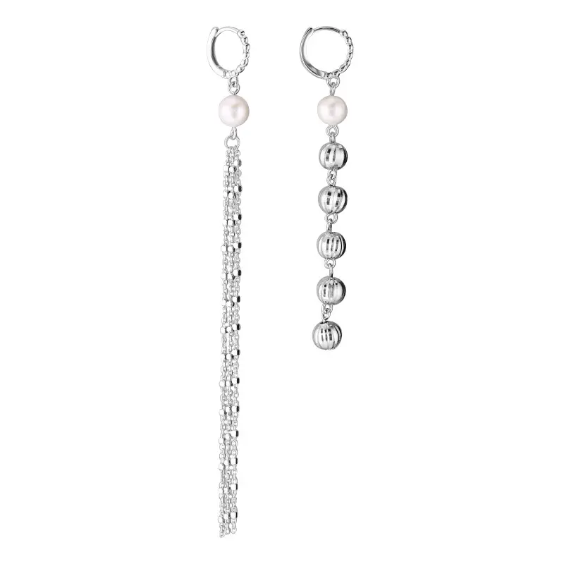 Rregular-pendientes largos de perlas con borlas para mujer, joyería con forma de linterna, pendientes de perlas de lujo de plata de ley s925