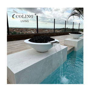 Mesa de Chimenea de <span class=keywords><strong>Gas</strong></span> para Exteriores Moderna con <span class=keywords><strong>Gas</strong></span> <span class=keywords><strong>Natural</strong></span>/<span class=keywords><strong>Propano</strong></span>, 65K BTUs, Independiente, con Protector de Viento de Vidrio y Hormigón GRC, Personalizable - Product Image 5
